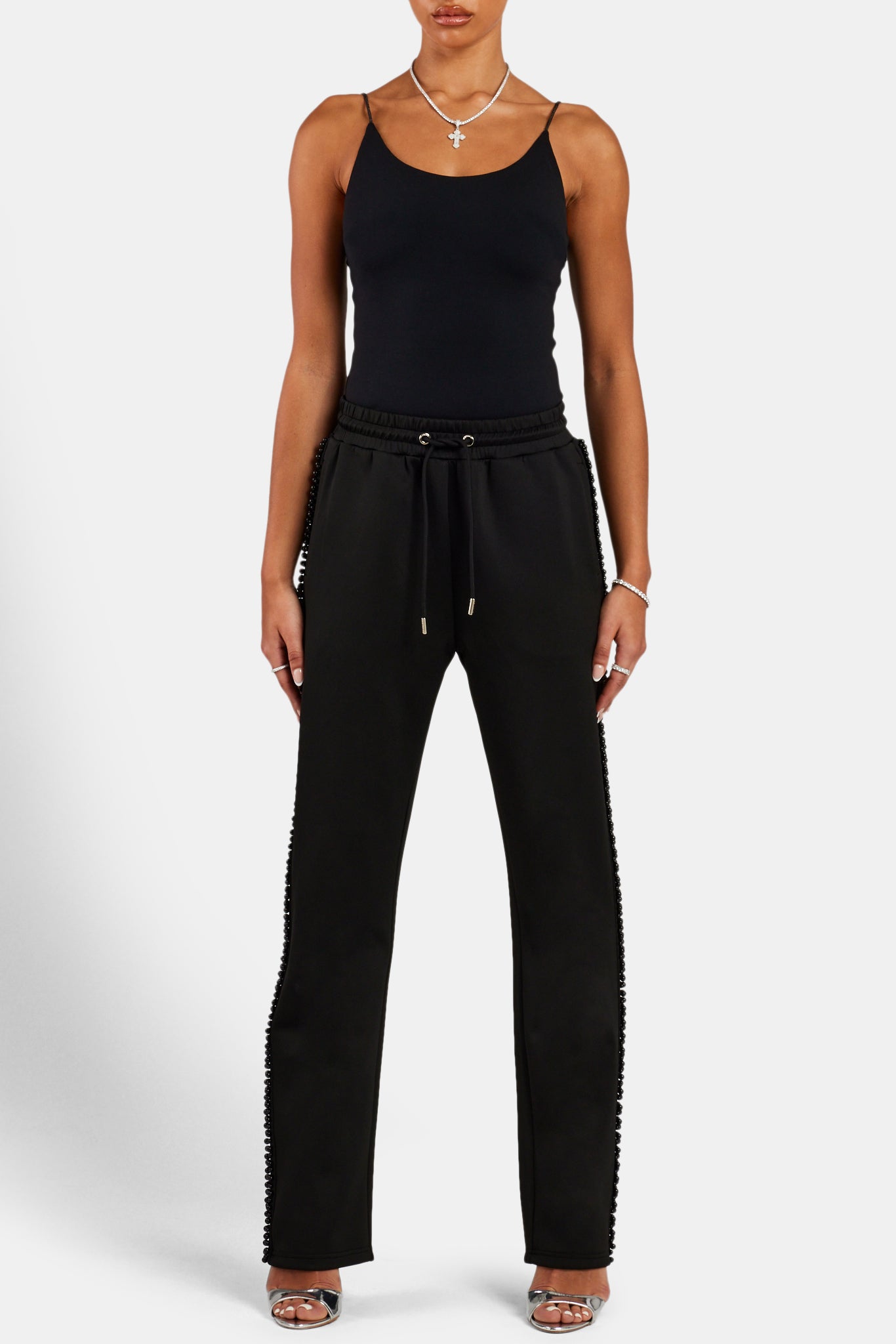 Black Bead Detail Jogger - Black